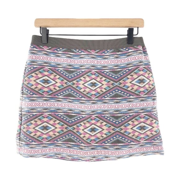 American Eagle Outfitters 4 Multicolor Aztec Print Mini Skirt Back Zipper Boho - Picture 1 of 12